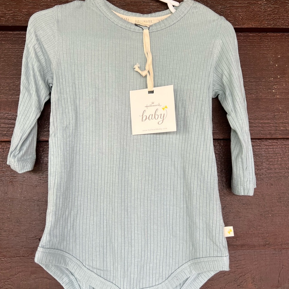 Hallmark Baby Pale Blue Ribbed Long-Sleeve One-Piece